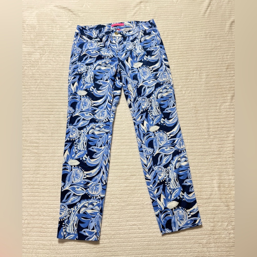 Lilly Pulitzer Vibrant Blue and White Patterned Jeans